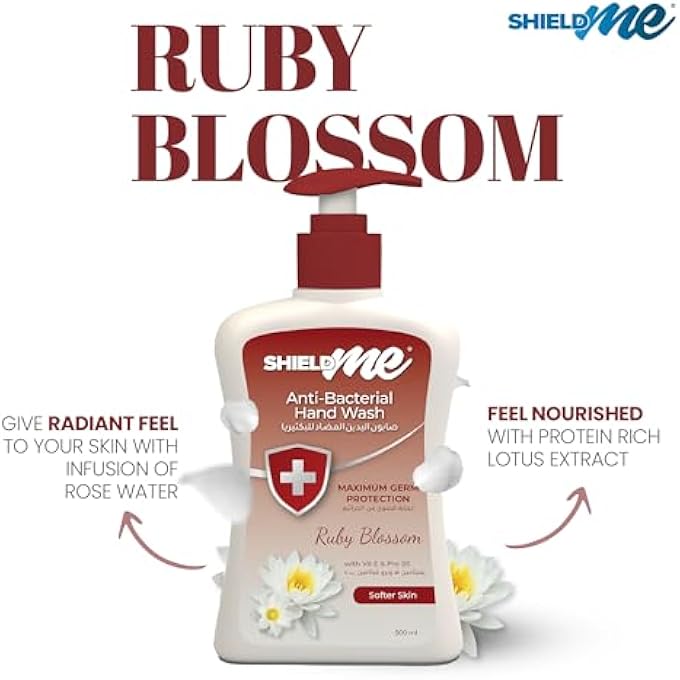 SHIELDME ANTIBACTERIAL HANDWASH LIQUID SOAP, 500ML (PACK OF 4)- RUBY BLOSSOM - Image 3
